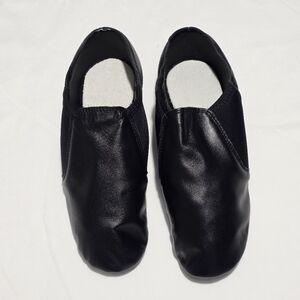 Black Leather Jazz Shoes for Girls Slip-On Dance Shoes Genuine Size 35 (US 3.5)